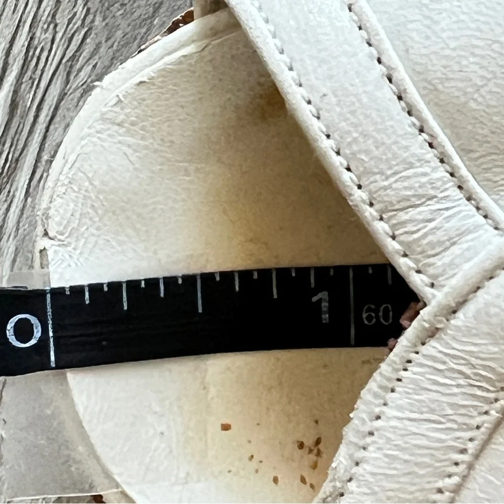 Vintage 70s PAVEL Leather Cork Platform Peep-Toe Chunky Heels White Size 6N